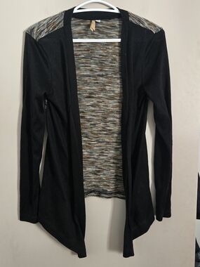 Orb Open-Front Women’s Cardigan with Heathered Inner in Black